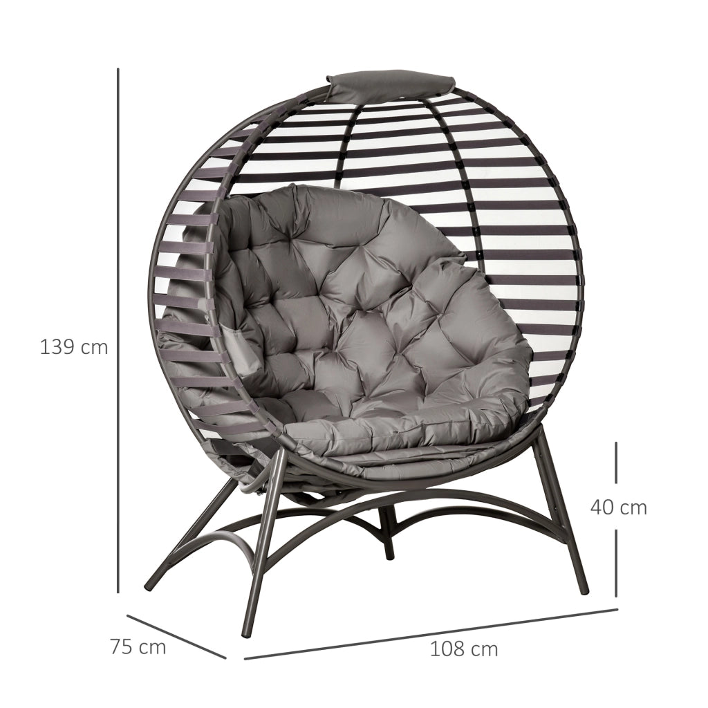 Poltrona da giardino in polyrattan con cuscini ¨C zephmum ¨C marrone sabbia 118x75x139 cm