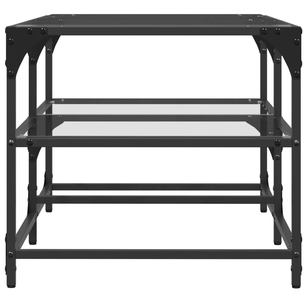 Tavolini con Piano Vetro Trasparente 2 pz 98,5x50x45 cm Acciaio 846012