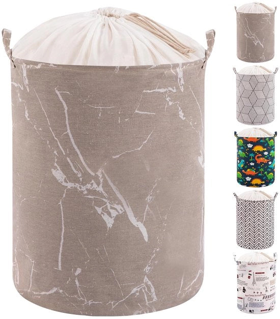 Wasmachine grande con coperchio, asciugatrice pieghevole con corda e maniglia, pieghevole per bagno, camera da letto, spazio di stoccaggio per abiti, giocattoli, asciugamani, grigio, marmo, 50 cm