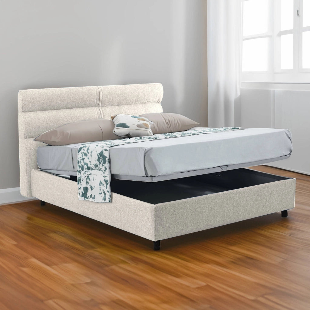 Briosco, Letto Piazza e Mezza Materasso Incluso Made in Italy, Beige