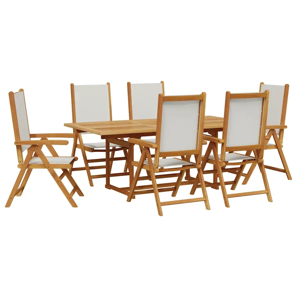 Set Pranzo da Giardino 7 pz Crema in Tessuto e Legno Massello 3281736