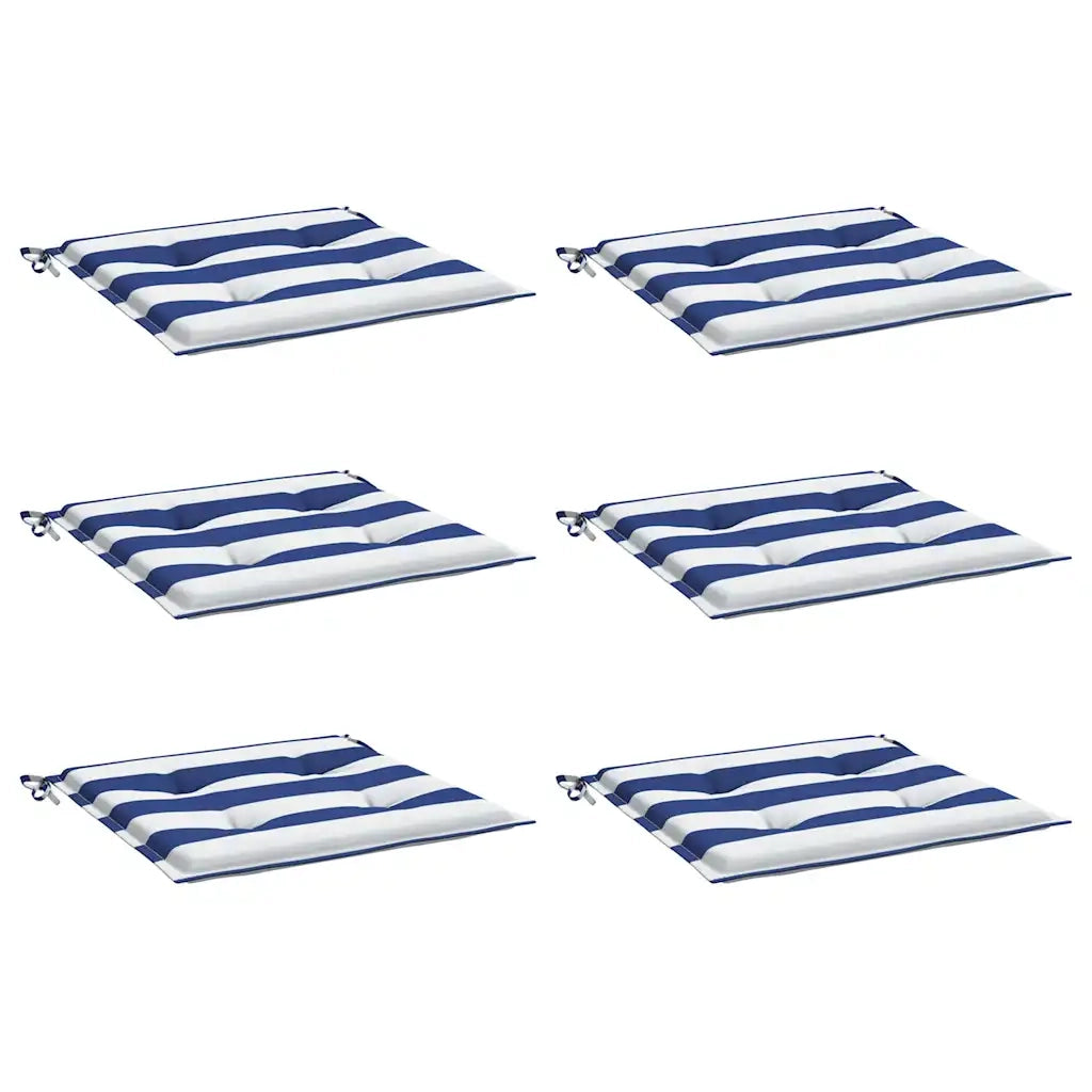 Cuscini per Sedia 2pz Strisce Bianche e Blu 50x50x4 cm Tessuto 361079