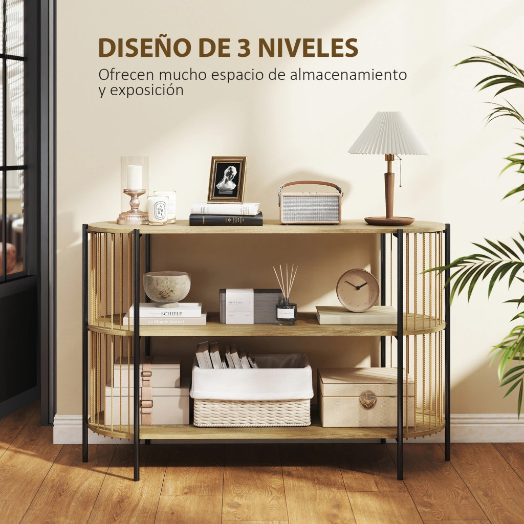 Tavolo da consolle ¨C zephmum ¨C legno naturale, acciaio, 124x43.5x80 cm