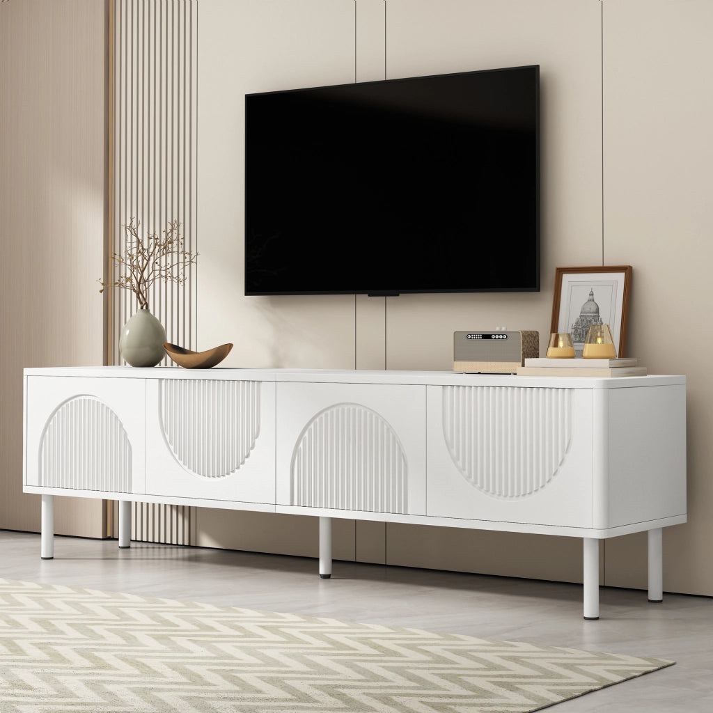 Mobile TV 180 cm con Vano Contenitore ¨C MINIMAL ¨C Nero, Design Minimalista per Soggiorno