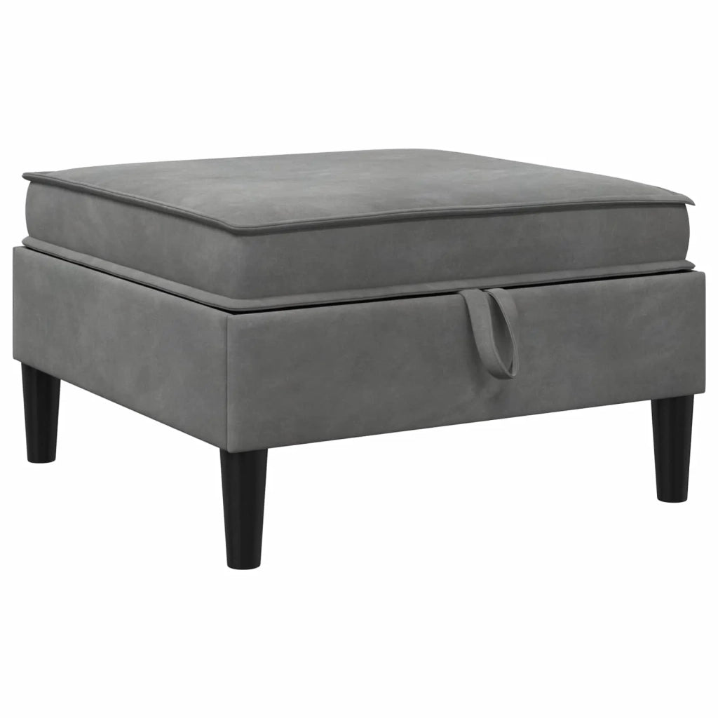 Pouf con Storage Grigio Scuro Velluto 42027134