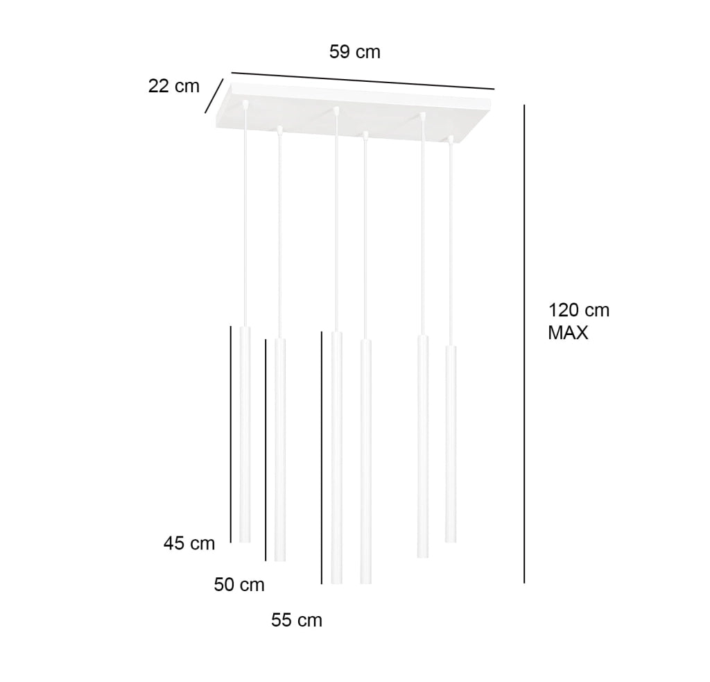 Lampadario Emibig Selter 6 Nero 6xG9 metallo 59cm H120cm