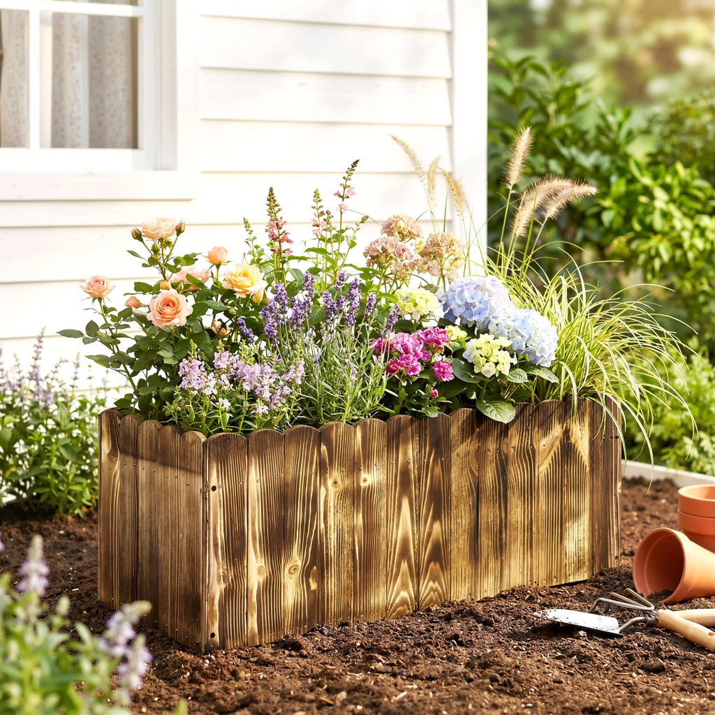 Fioriera Rettangolare per Giardino ¨C zephmum ¨C Legno Abete 80x33x30 cm
