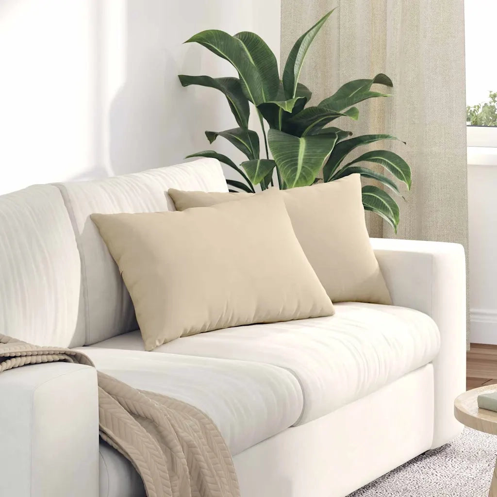 Cuscini da Divano 2 pz | Cuscini per sedie Crema 60 x 40 cm Tessuto