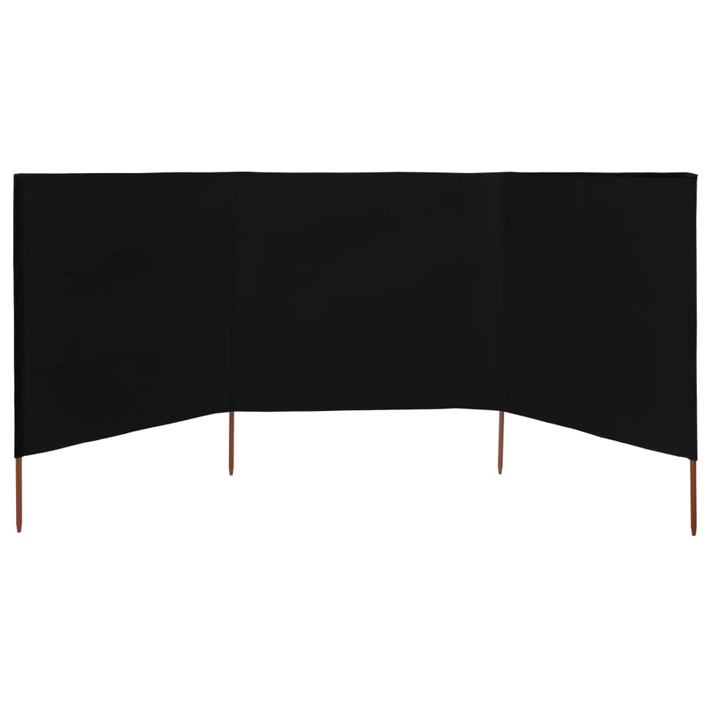 Schermo divisorio in tessuto a 3 pannelli 400 x 120 cm nero 02_0008803