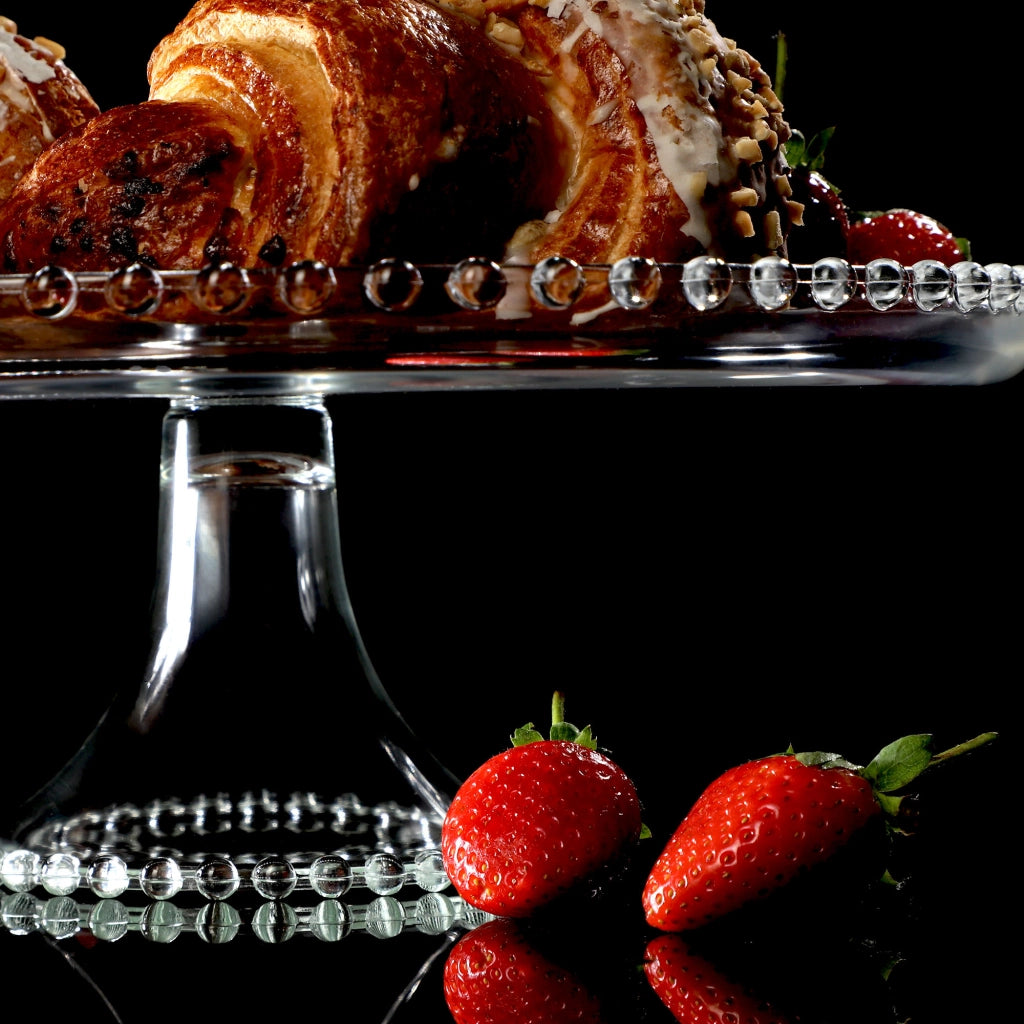 Alzata per torte KADAX, piatto da frutta in vetro con supporto, 32 cm
