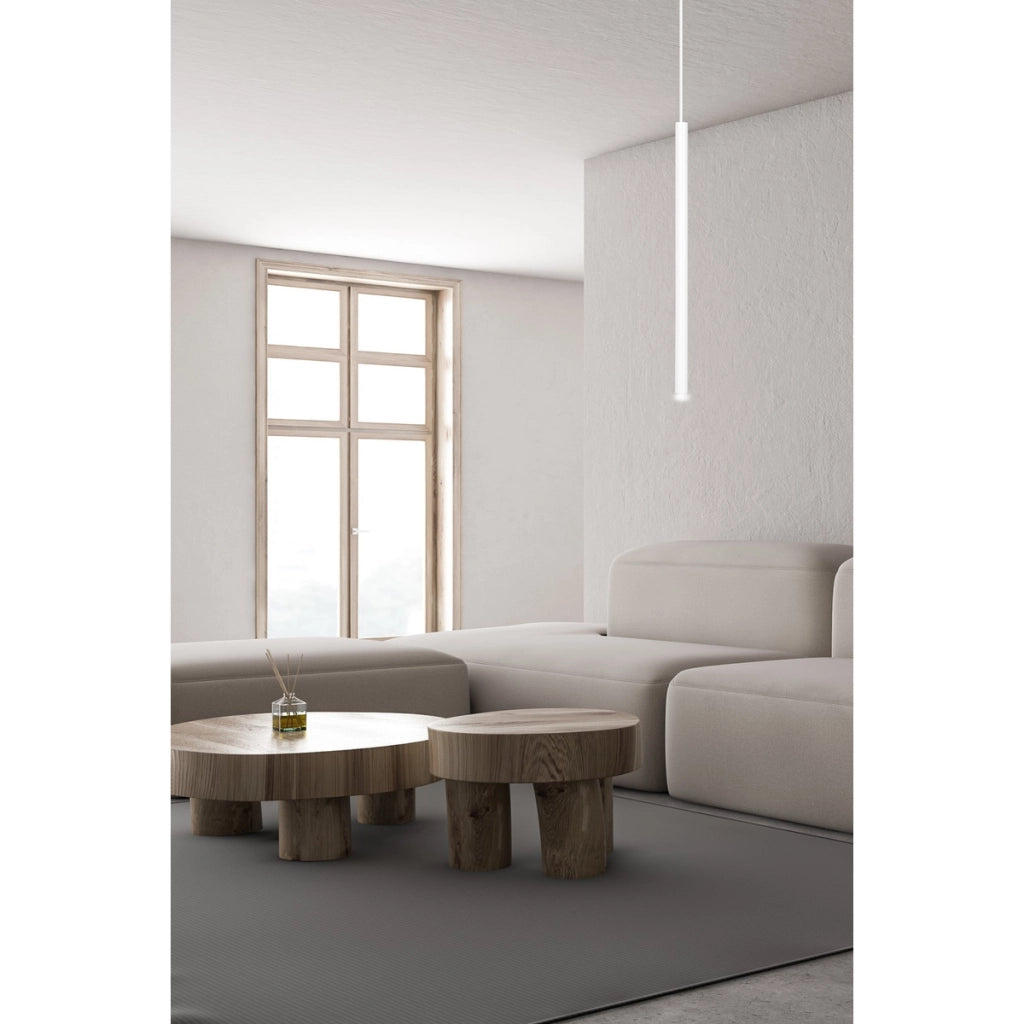 Lampada a sospensione Selter in acciaio bianco opaco