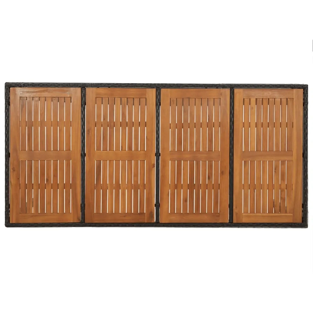 Set da Pranzo da Giardino 9 pz con Cuscini Nero in Polyrattan