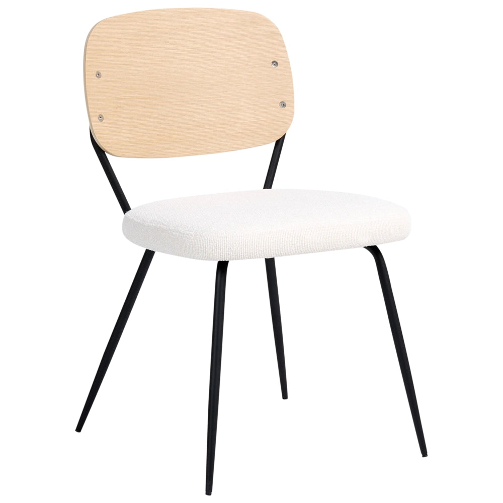 Set di 2 sedie da pranzo bianco sporco con gambe in ferro nero senza braccioli e cappucci protettivi Design moderno e minimalista Sala da pranzo