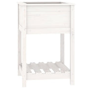 Fioriera | Cassetta per fiori | Vaso con Mensola Bianca 54x54x81 cm Legno Massello di Pino