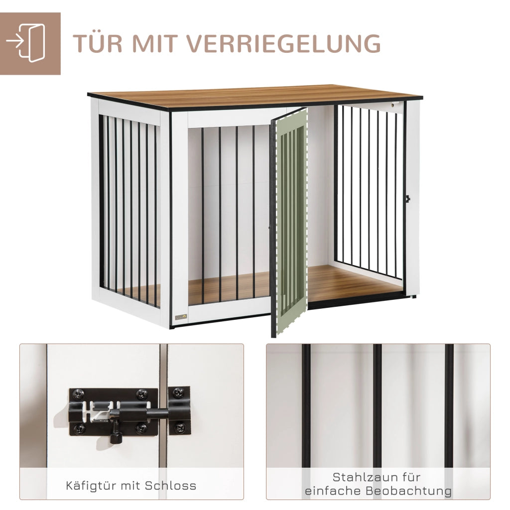 Scaffale per cani con porte bloccabili struttura in legno e acciaio per piccoli e medi cani rovere 106 × 60 × 76 cm