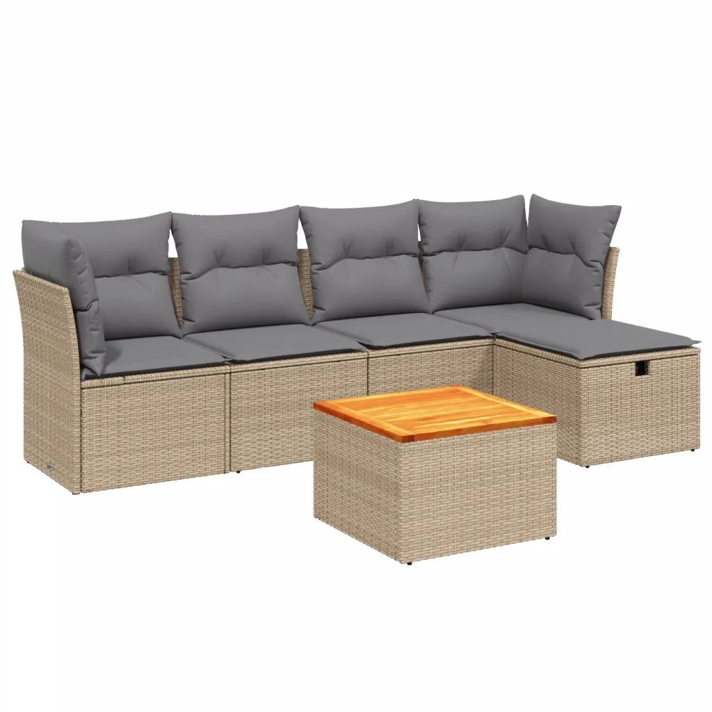 Set Divano da Giardino 6 pz con Cuscini Beige Misto Polyrattan 3264713