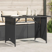 Tavolo da Giardino Piano in Vetro Nero 110x68x70 cm Polyrattan
