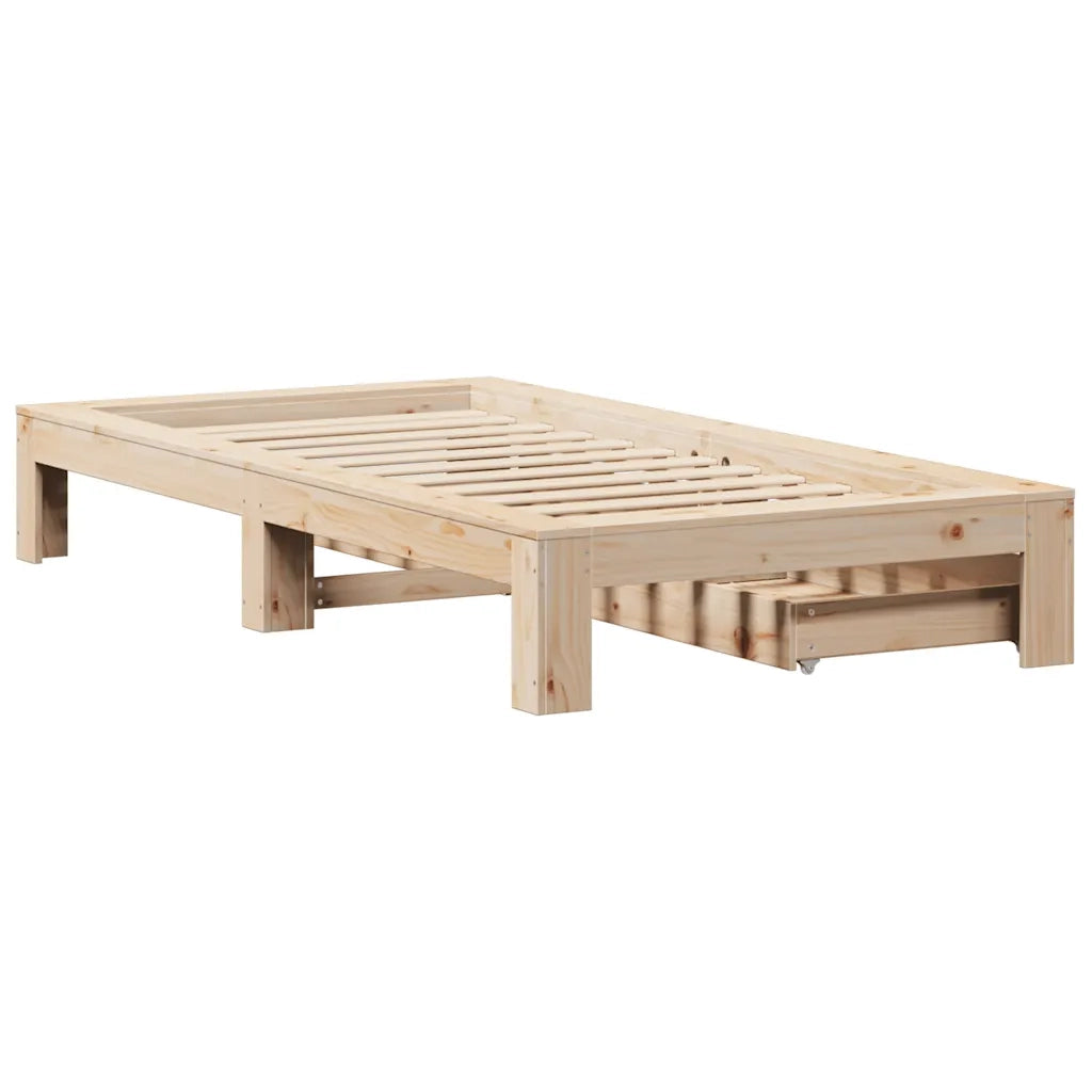 Letto senza Materasso-Struttura Letto 90x190 cm in Legno Massello di Pino 933648