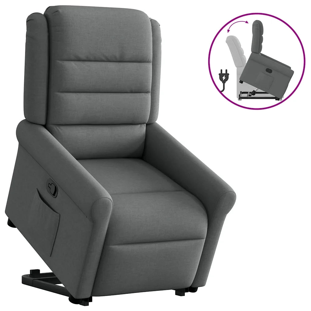 Poltrona Alzapersona Reclinabile Grigio Scuro in Tessuto 3303315