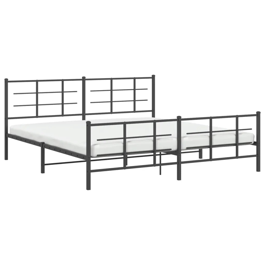 Giroletto con Testiera e Pediera Metallo Nero 183x213 cm 355584
