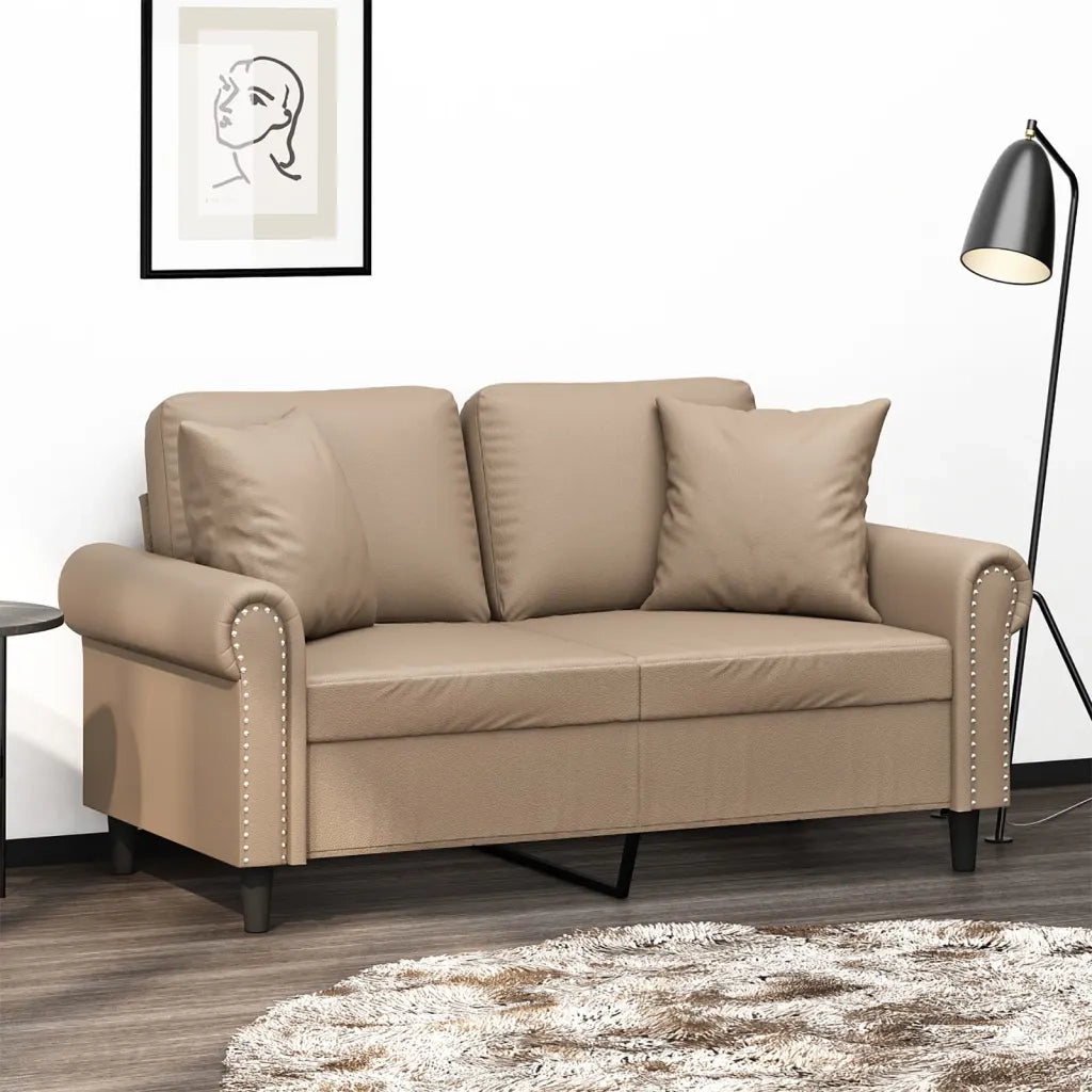 Divano a 2 Posti con Cuscini Cappuccino 120 cm in Similpellecod mxl 96772