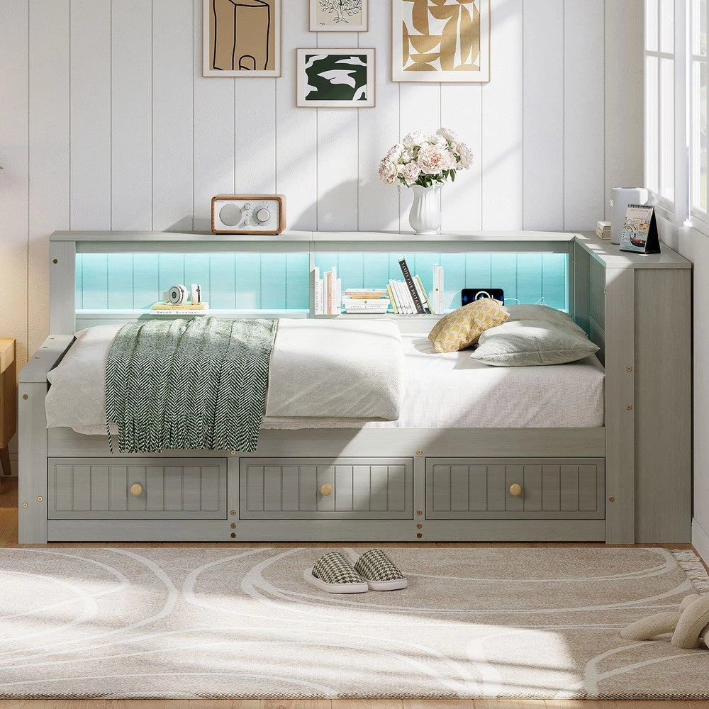 Letto Contenitore in Legno con Cassetti ¨C MINIMAL ¨C Grigio 90x200