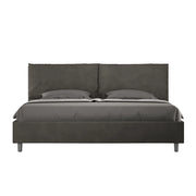 BS COM Letto matrimoniale king size con rete imbottito 200x200 microfibra grigio