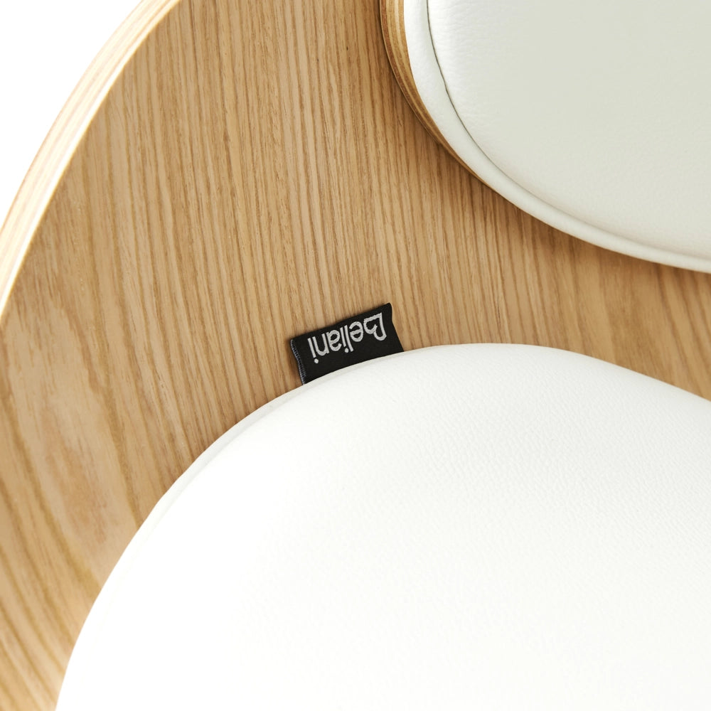 Sedia da ufficio in ecopelle bianco e legno chiaro  arredamento da ufficio elegante