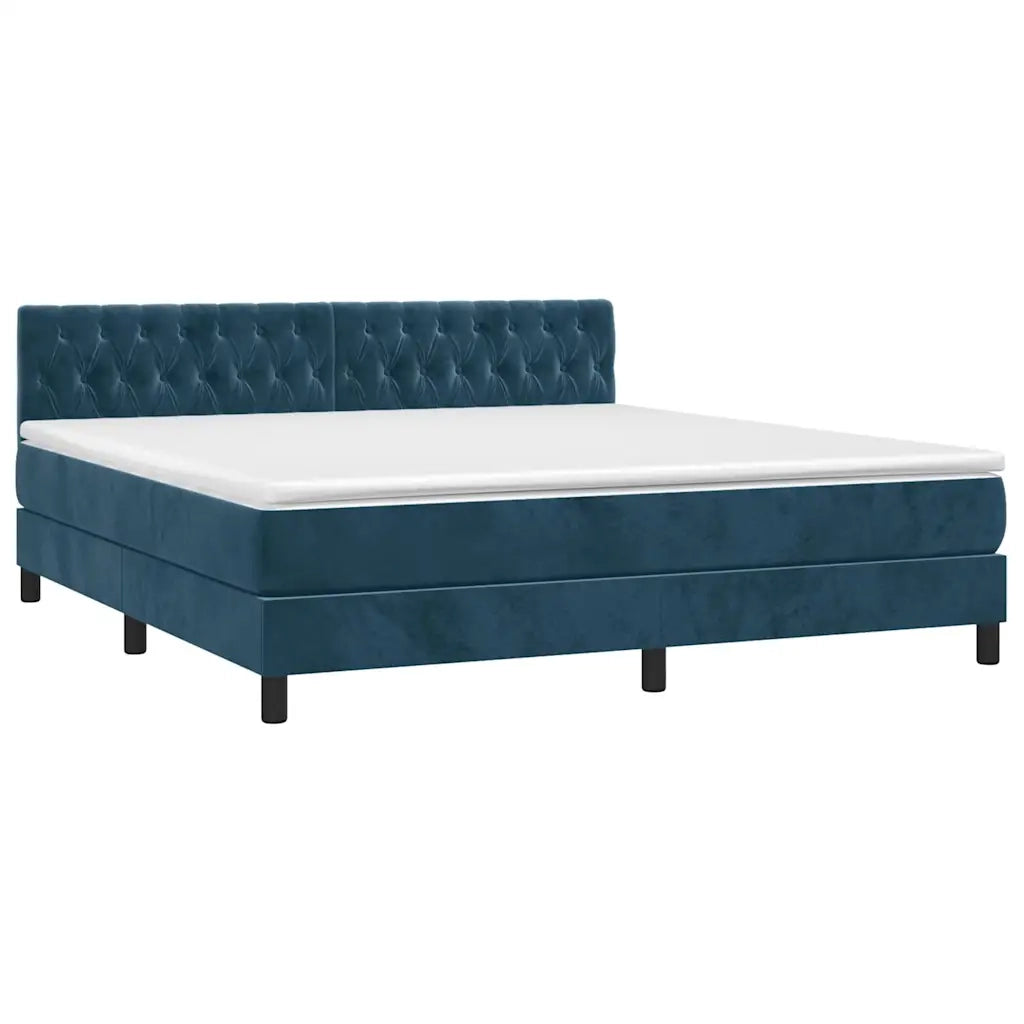 Giroletto a Molle con Materasso Blu Scuro 180x200 cm in Velluto 3141501