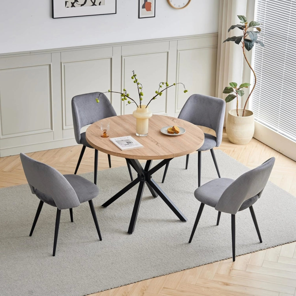 GrandCA HOME 6 Sedie da Pranzo Moderne, Sedie da Cucina Imbottite con Schienale Cavo in Velluto a Coste, per Sala da Pranzo, Cucina, Soggiorno, Camera da letto (Grigio)