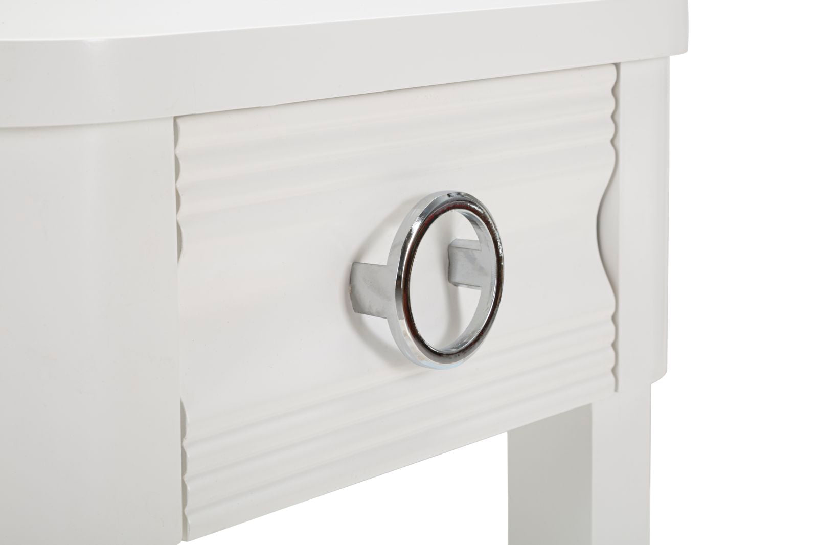 Comodino Shine 45x54x40 cm in Legno MDF e Metallo Bianco