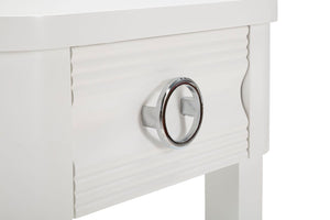 Comodino Shine 45x54x40 cm in Legno MDF e Metallo Bianco