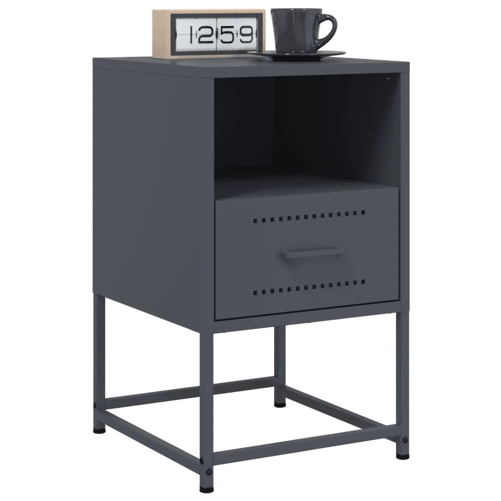 Comodino Antracite 36x39x60,5 cm in Acciaio 846558