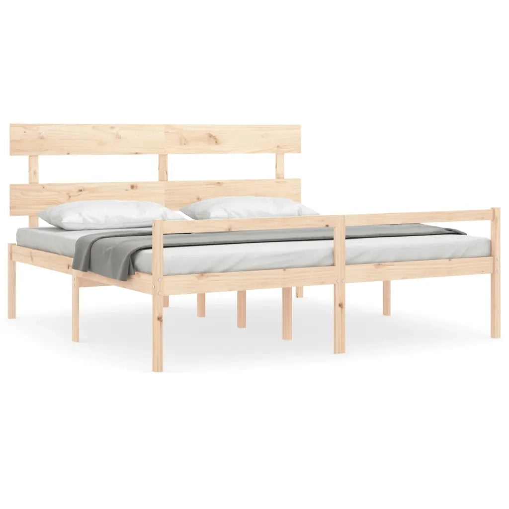 Letto per Anziani con Testiera Bianco Super King Legno Massello 3195366