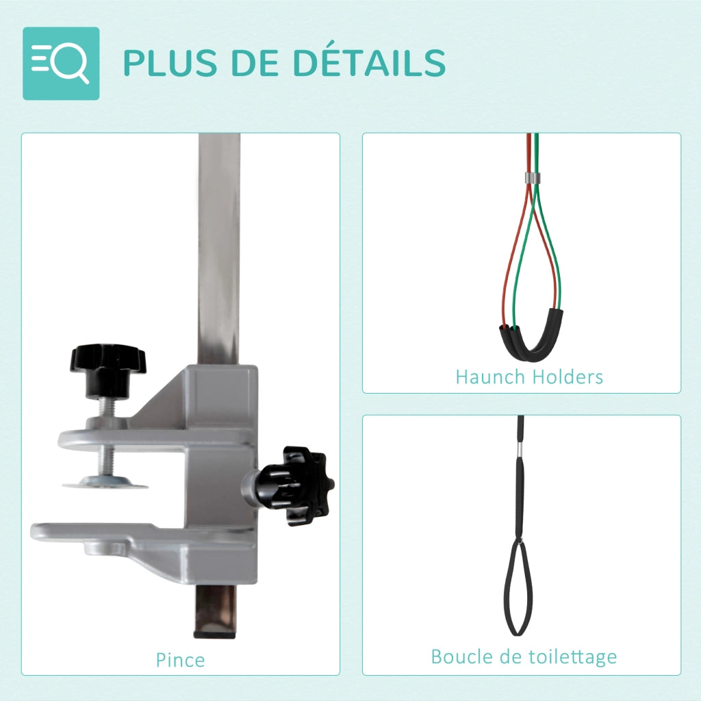 Supporto Toeletta Pieghevole Per Cani ¨C Zephmum ¨C Acciaio Inox, Altezza Regolabile 74 cm