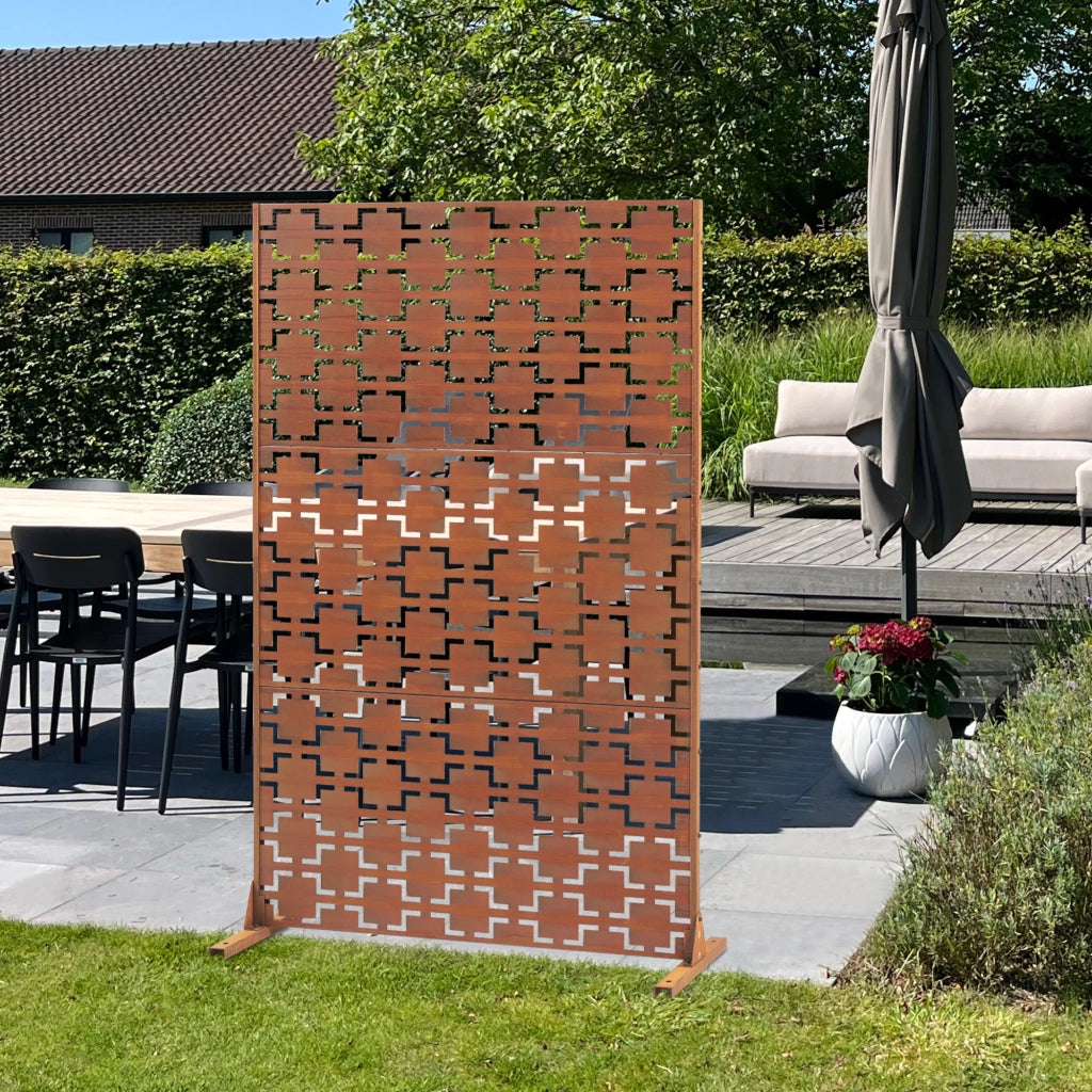 Pannello Divisorio Basciano Struttura Traforata in Acciaio Corten 180 x 120 cm Marrone Ossidato casa.pro