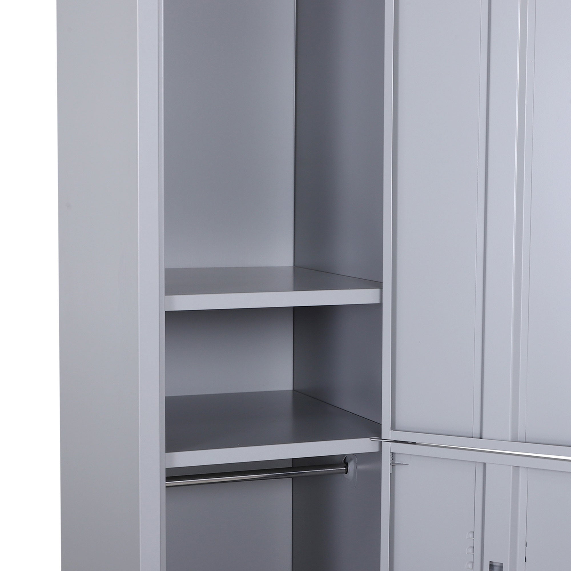 Armadietto Guardaroba in Acciaio 4 Ripiani 2 Porte con Chiusura di Sicurezza Grigio 38x46x180 cm
