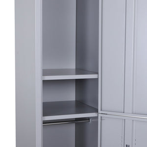 Armadietto Guardaroba in Acciaio 4 Ripiani 2 Porte con Chiusura di Sicurezza Grigio 38x46x180 cm