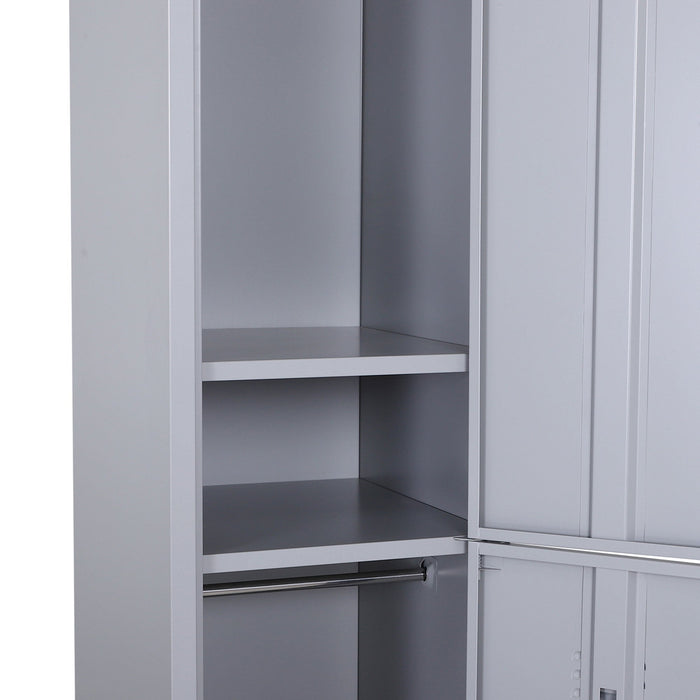 Armadietto Guardaroba in Acciaio 4 Ripiani 2 Porte con Chiusura di Sicurezza Grigio 38x46x180 cm