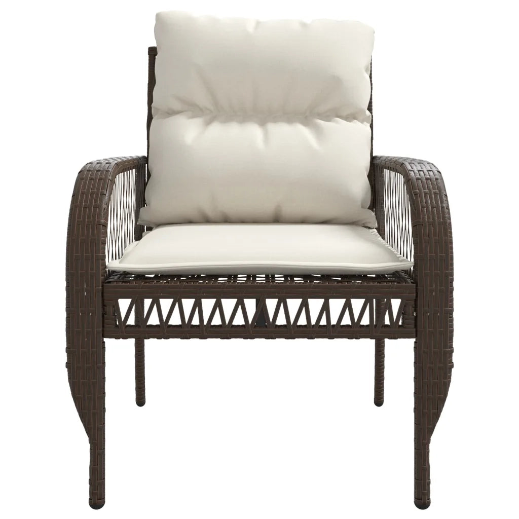 Set Divano da Giardino 4 pz | Set Salotto da Giardino con Cuscini Marrone in Polyrattan