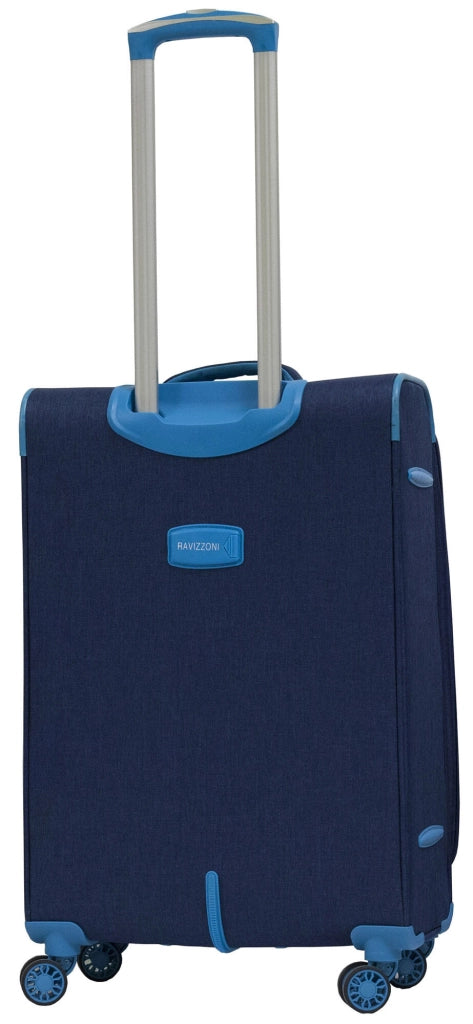 Set 3 Valigie Trolley Morbide in Poliestere 4 Ruote TSA Ravizzoni Nettuno Blu