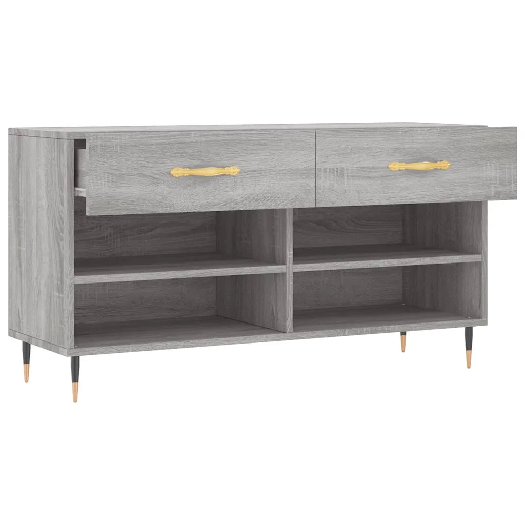Panca Porta Scarpe-Sgabello-Panca Scarpiera Grigio Sonoma 102x35x55 cm Legno Multistrato 197552
