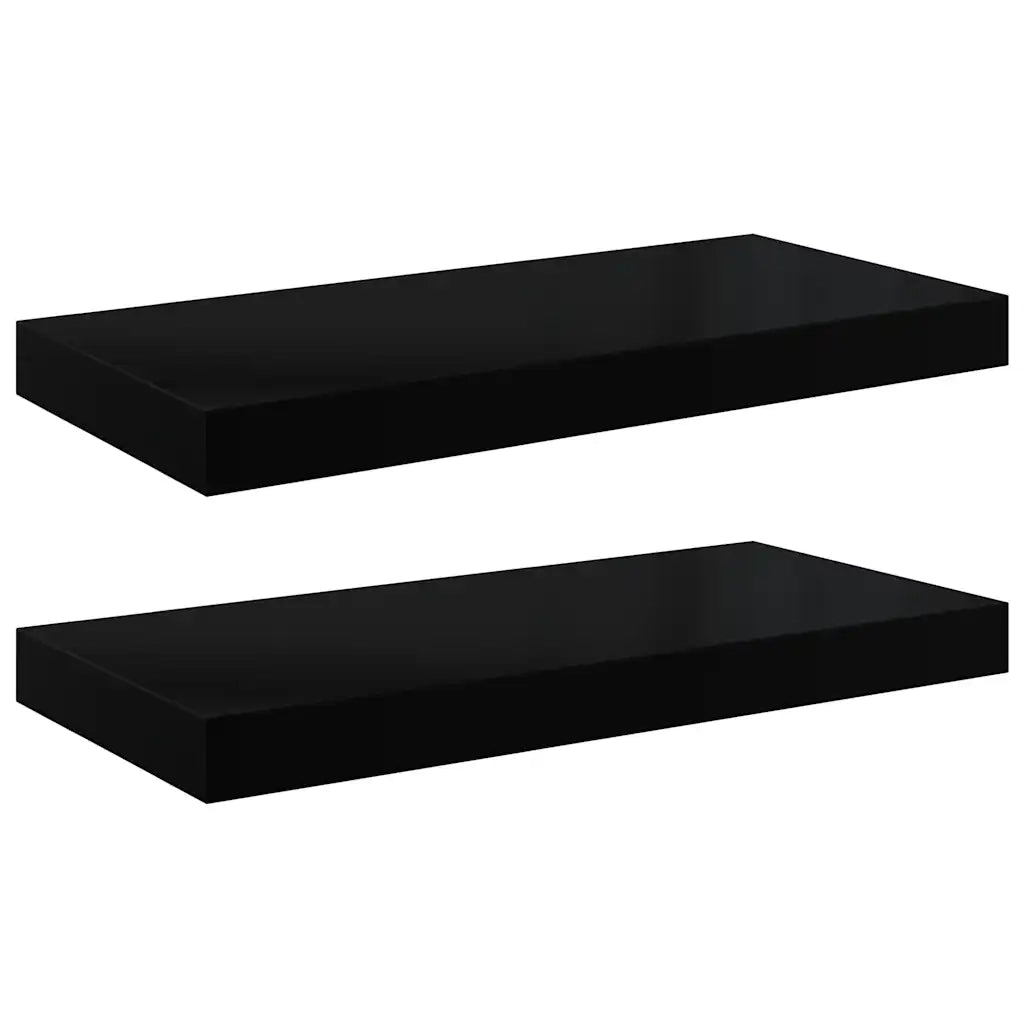 Scaffali a Parete 2 pz Nero Lucido 50x23x3,8 cm in MDF cod mxl 33199