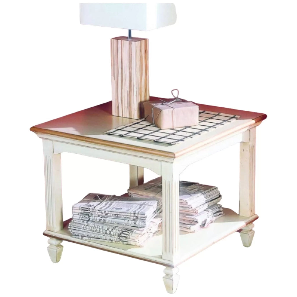 Tavolino quadrato classico in legno bicolore l.65 p.65 h.55 - Mobili 2G