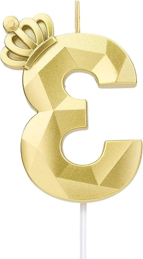 Candelabri 3D per decorazione di torte - grande - 3 pezzi - con corona - oro