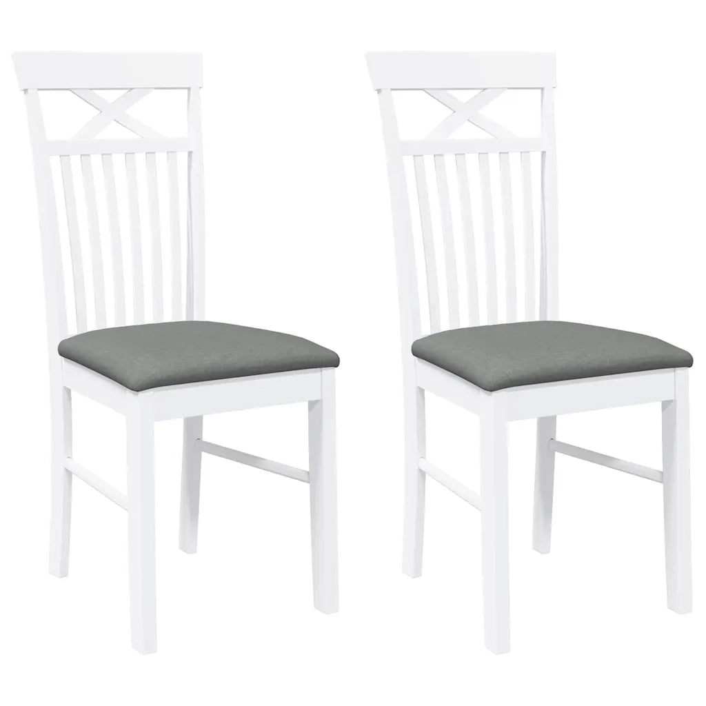 Sedie da Pranzo con Cuscini 2 pz Bianco Legno Massello di Hevea 4102413