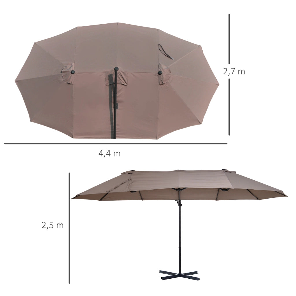 Ombrellone da Giardino Inclinabile ¨C zephmum ¨C Marrone, Poliestere, 4.45x2.7x2.6 m