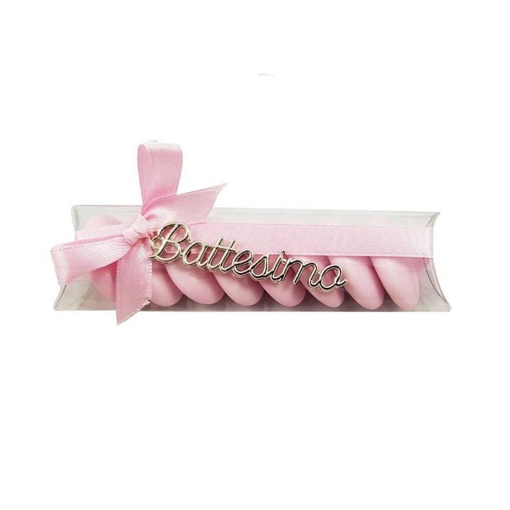 Trade Shop - Kit Bomboniera Per Battesimo 12 Tubi + 12 Targhette Nastro Bigliettini -