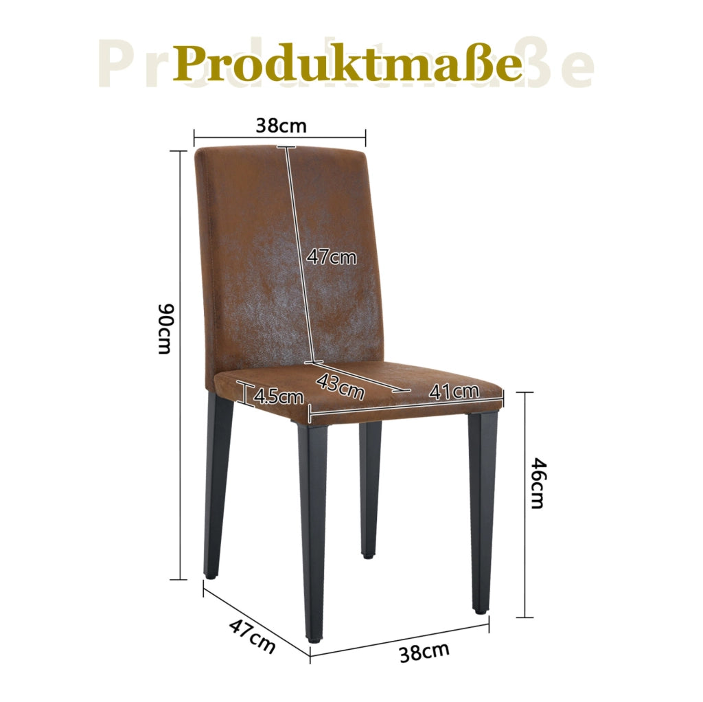 SEDIA da pranzo Set da 2 pezzi 90 cm marrone e nero in tessuto e metallo