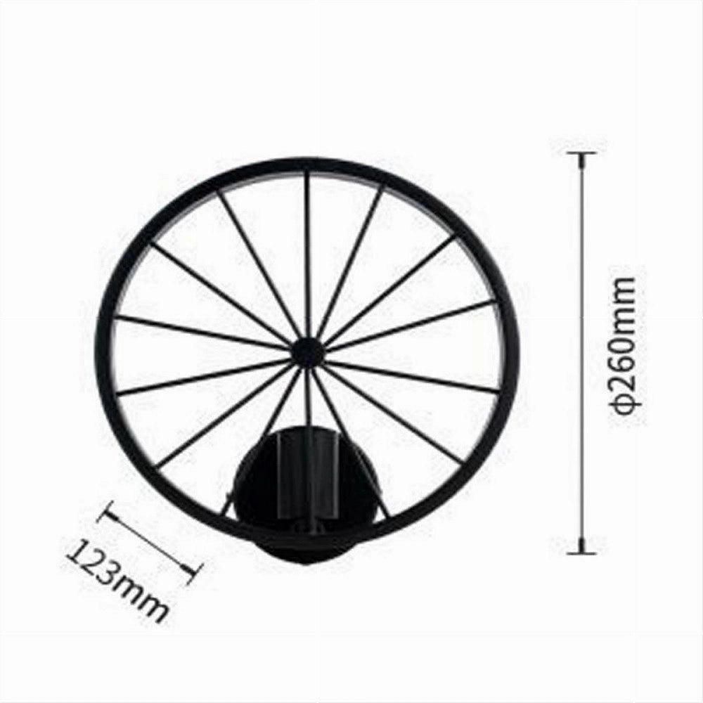 Trade Shop - Applique A Parete Stile Vintage Lampada Forma Di Ruota Bicicletta Nero E27 Aq62 -